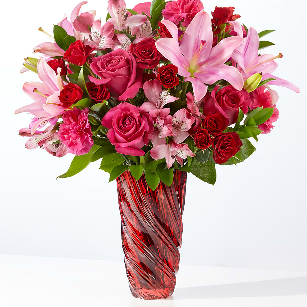 In Love Bouquet with Luxe Swirl Vase – Flowerland, Athol MA