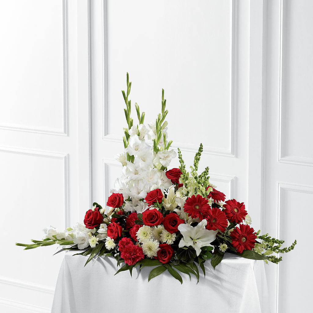 Crimson & White Arrangement – Flowerland, Athol MA