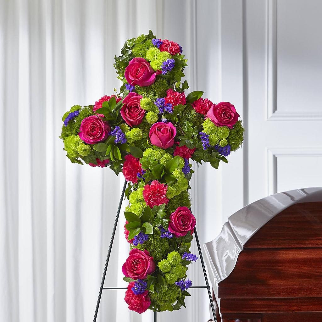 Tribute Rose Floral Cross – Flowerland, Athol MA