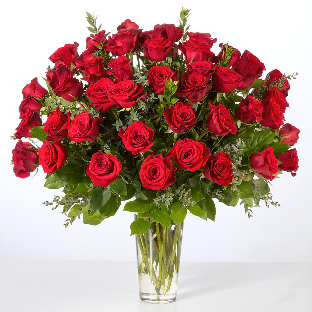 Forever Yours Fifty Stem Red Rose Bouquet – Flowerland, Athol MA