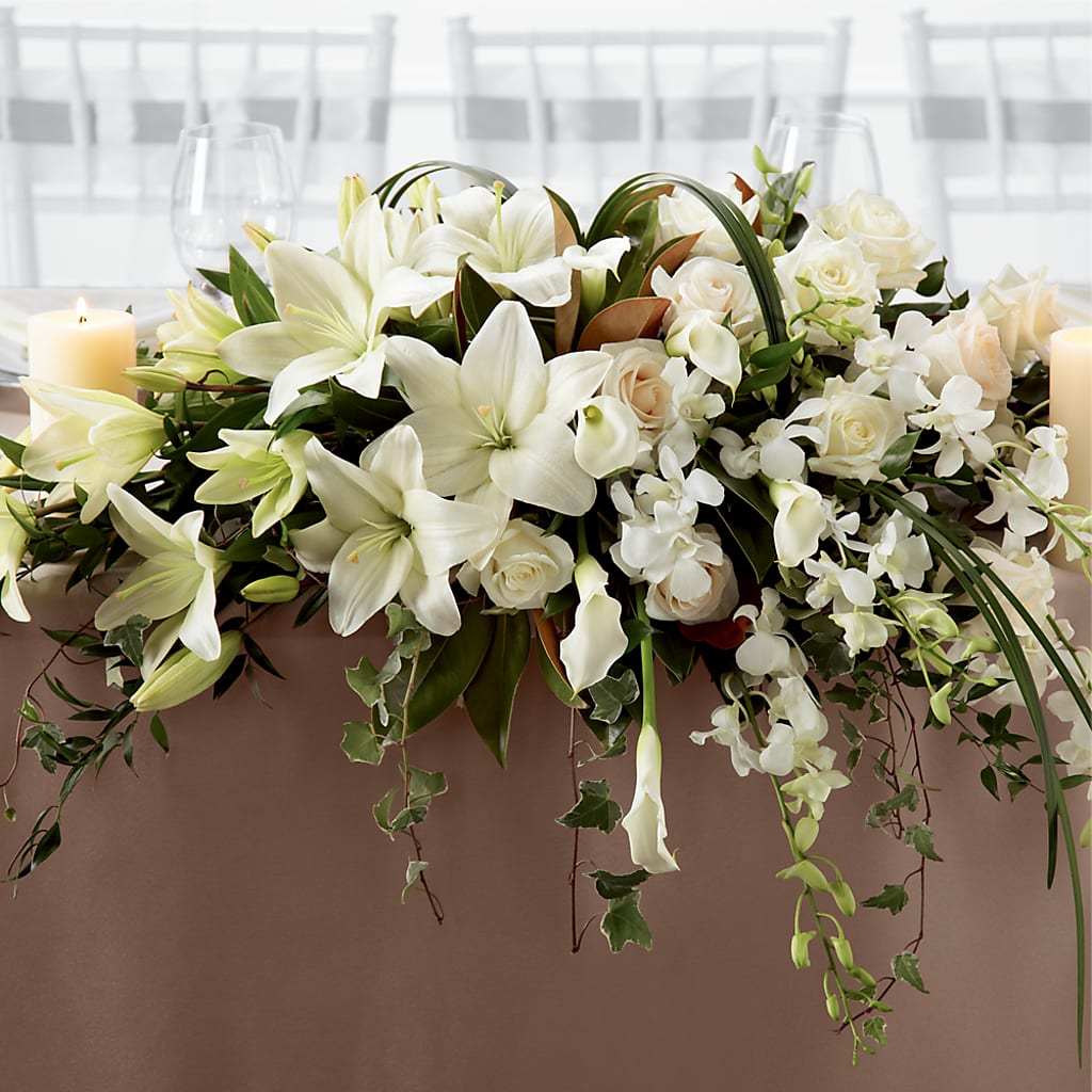 White Linen Arrangement – Flowerland, Athol MA