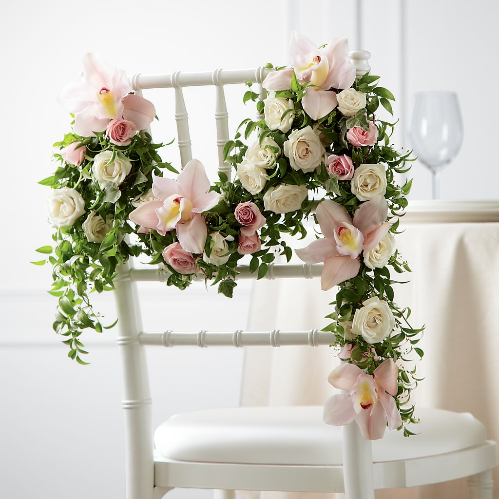Orchid Rose Chair Décor – Flowerland, Athol MA
