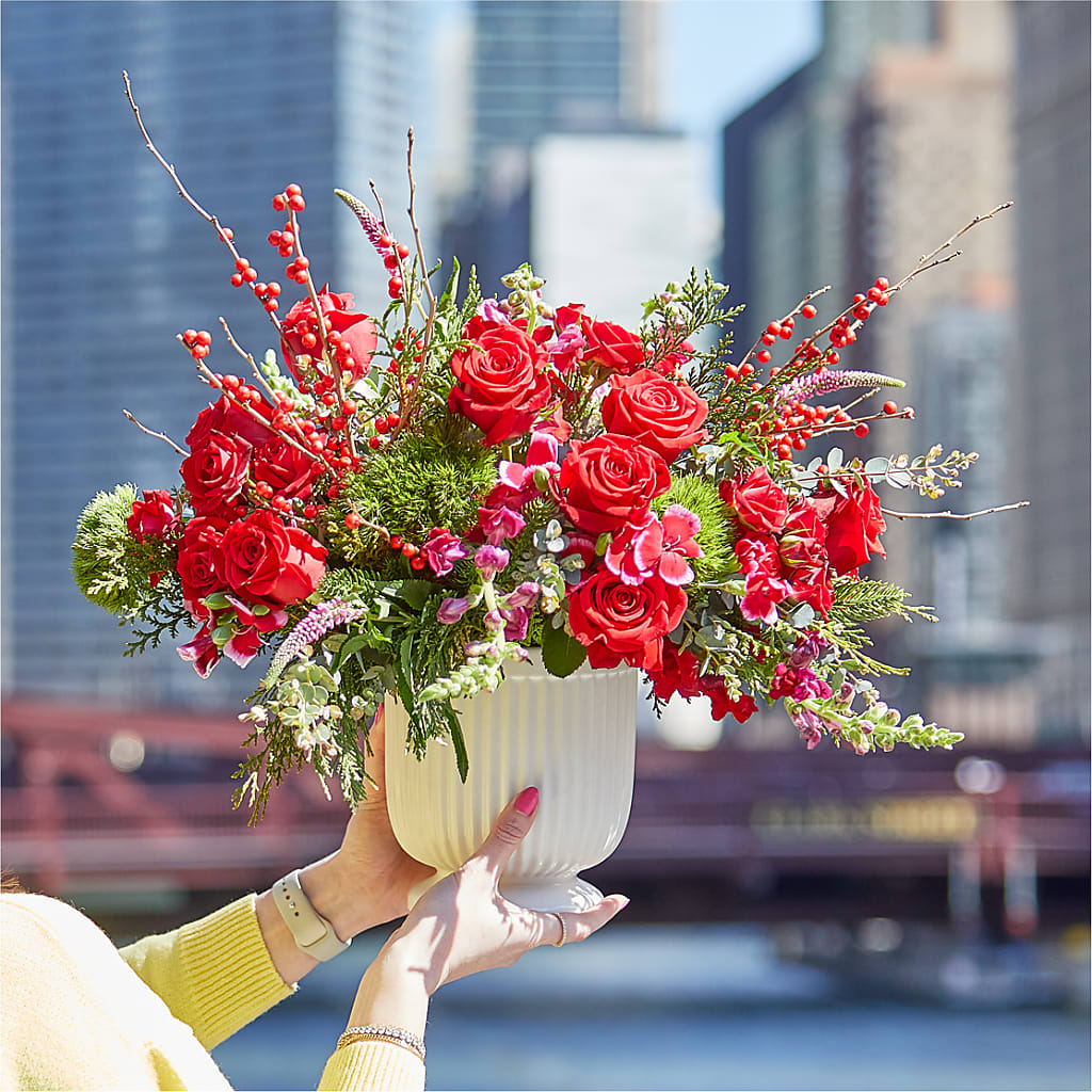 Big Red Bow Bouquet –  Flowerland, Athol MA