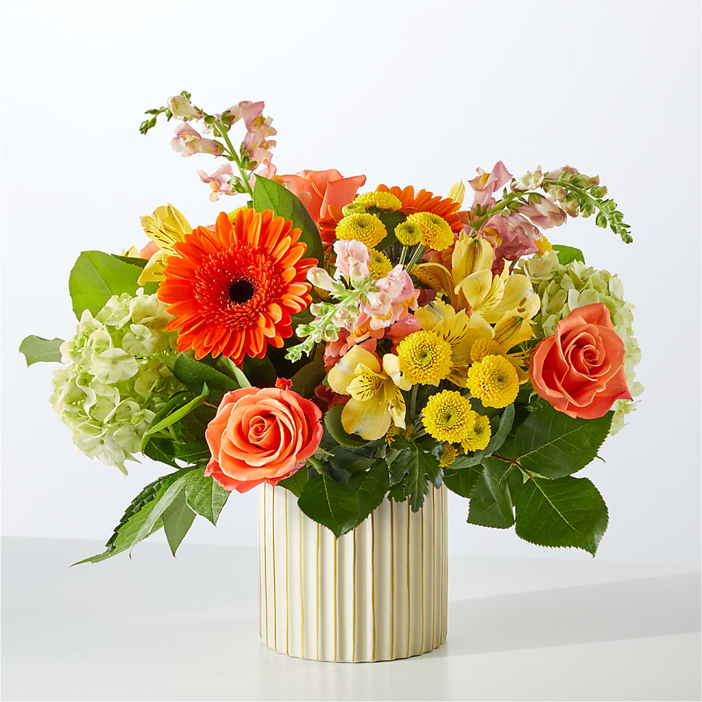 Autumn Sunshine Bouquet with Ivory Vase –  Flowerland, Athol MA