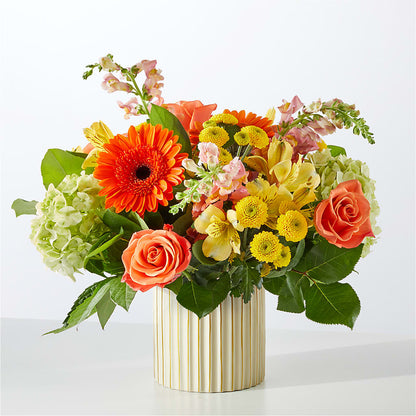 Autumn Sunshine Bouquet with Ivory Vase –  Flowerland, Athol MA